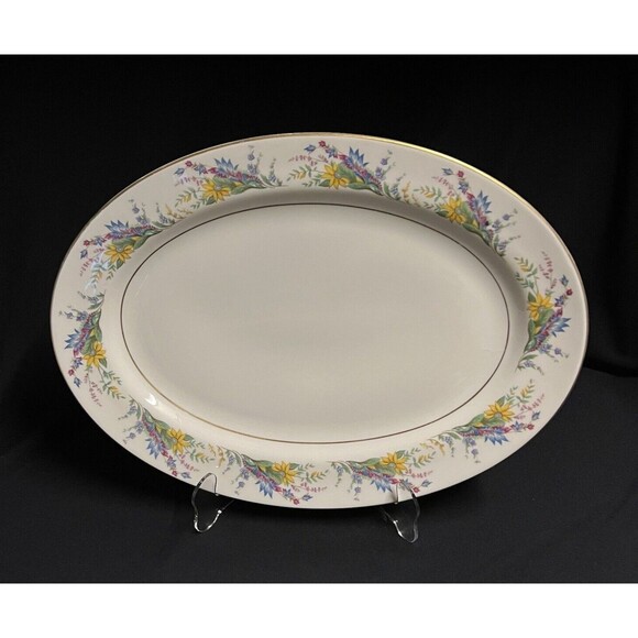 Vtg Arkinstall & Son Arcadian Spring Glory Fine China Oval Serving Platter 15.5" - Picture 1 of 5